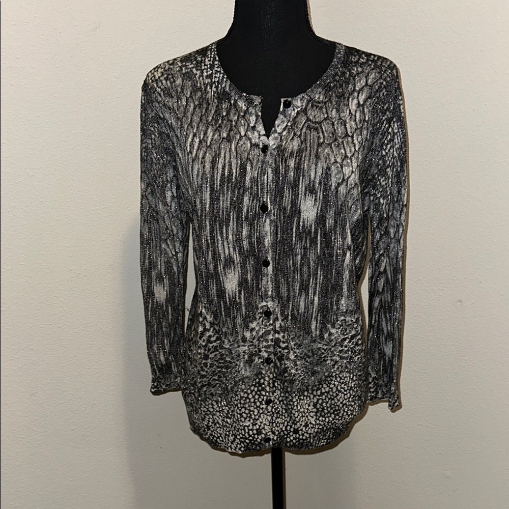 -Joseph A Black and White Buttoned Cardigan